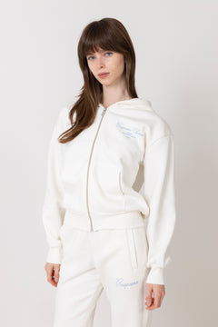 W. Racquet Club Zip Hoodie - White W. Vintage Blue