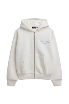W. Racquet Club Zip Hoodie - White W. Vintage Blue