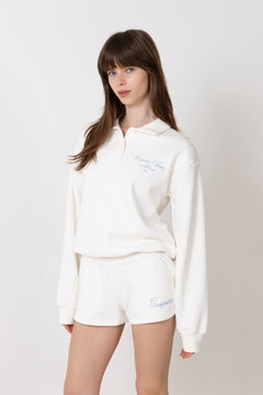 W. Racquet Club Rugby Shirt - White W. Vintage Blue