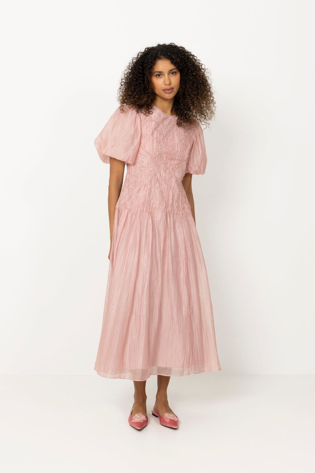 Ophelia Lace Midi Dress - Fawn Pink