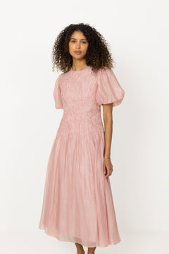 Ophelia Lace Midi Dress - Fawn Pink