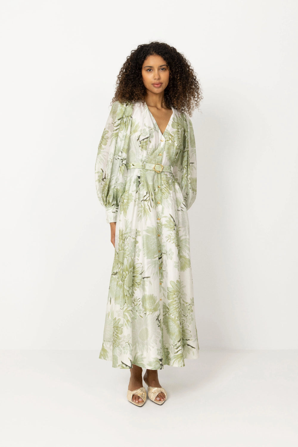 Reflector Shirt Dress - Olive Native Floral