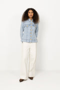 Tia Fitted Denim Shirt - Light Wash Blue