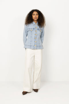 Tia Fitted Denim Shirt - Light Wash Blue