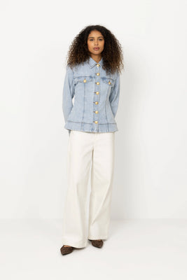 Tia Fitted Denim Shirt - Light Wash Blue