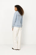 Tia Fitted Denim Shirt - Light Wash Blue