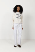 Varsity Crest Crewneck - Ecru Navy