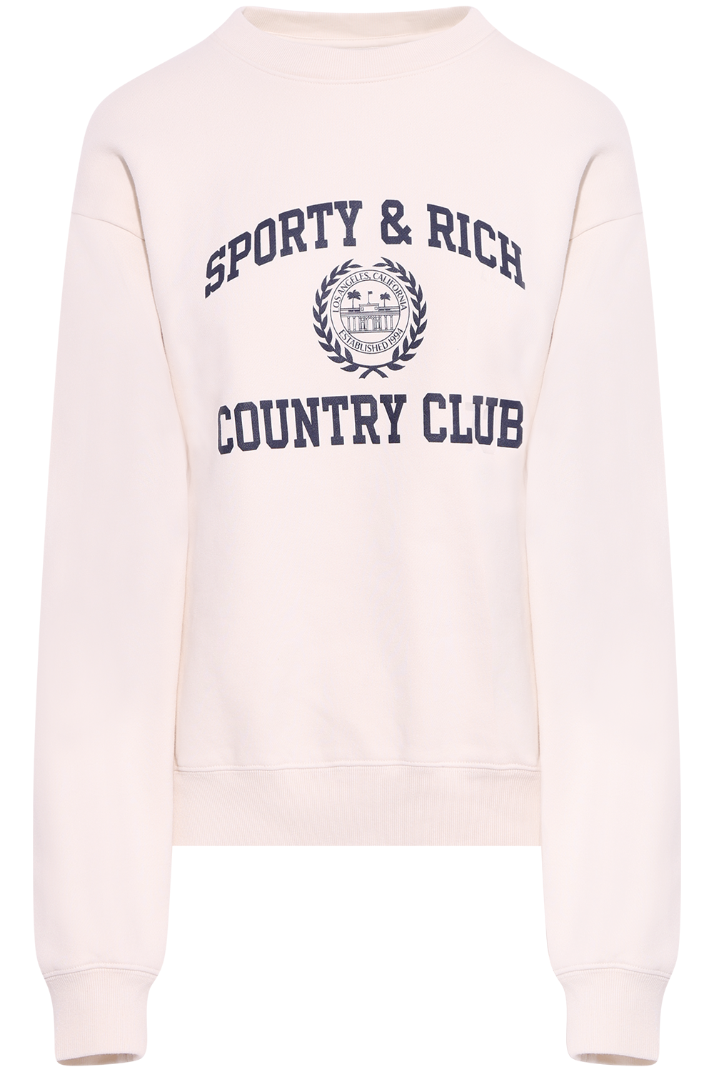 Varsity Crest Crewneck - Ecru Navy