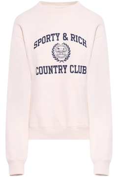 Varsity Crest Crewneck - Ecru Navy