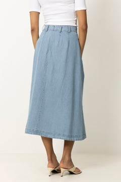 Tillycc Anya Pleat Skirt - Fade Denim