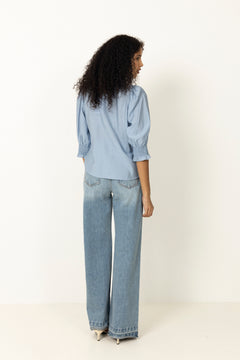 Callumcc Lace Puff V-Shirt - Pale Blue
