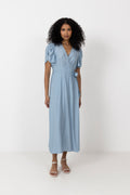 Heracc Ss Wrap Dress - Pale Blue