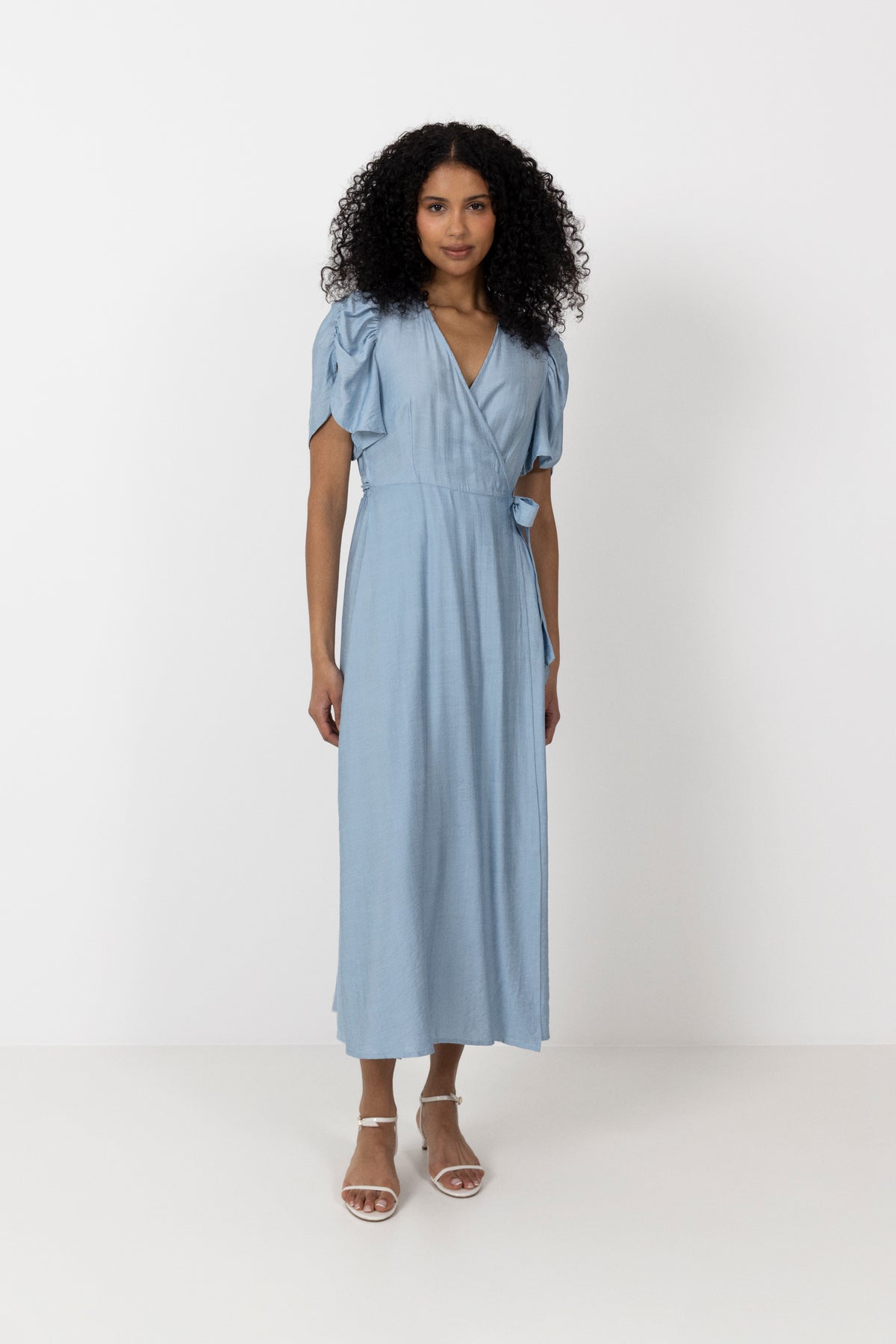 Heracc Ss Wrap Dress - Pale Blue