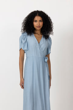 Heracc Ss Wrap Dress - Pale Blue