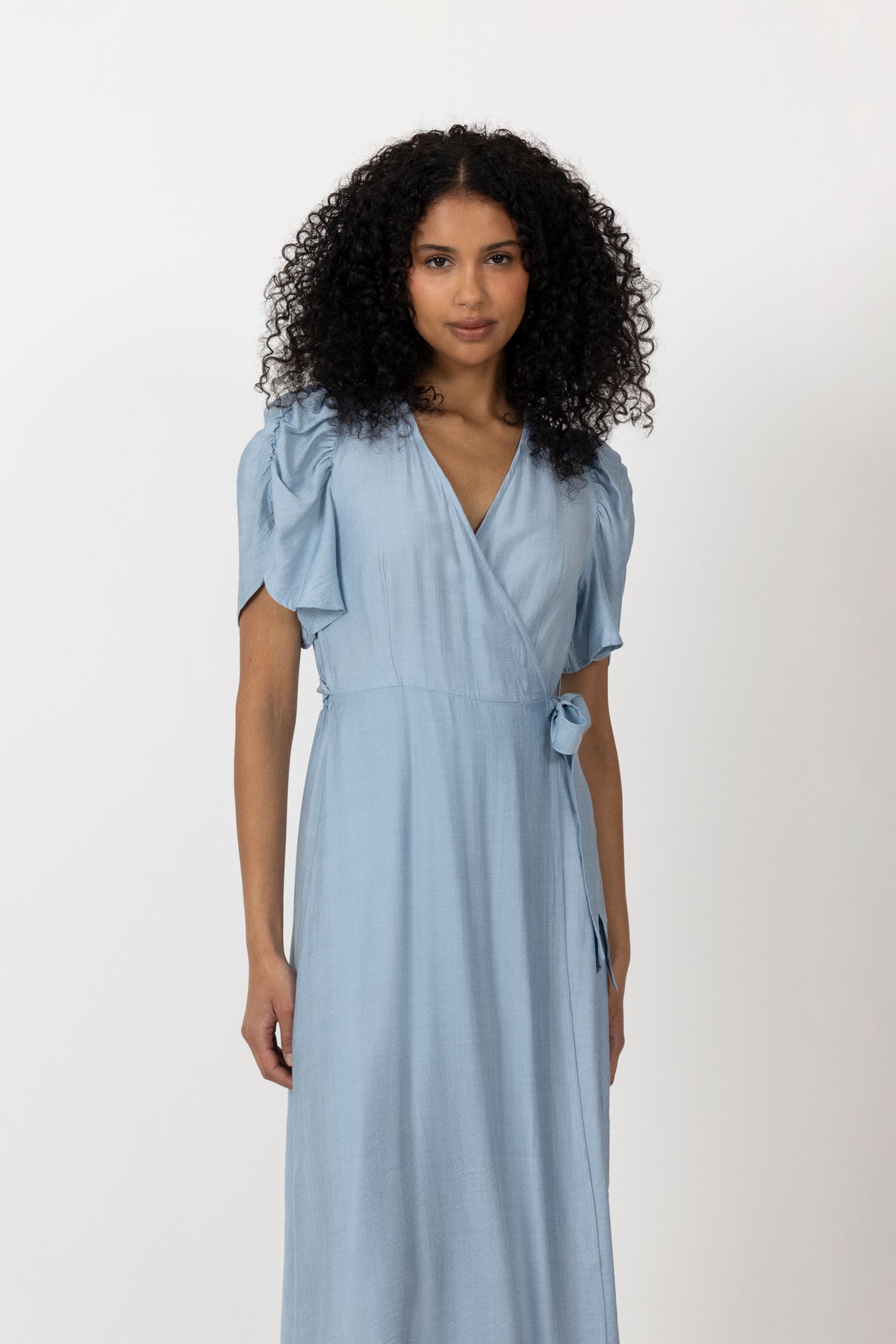 Heracc Ss Wrap Dress - Pale Blue