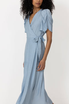 Heracc Ss Wrap Dress - Pale Blue