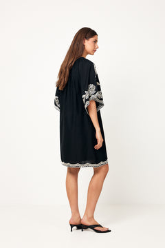 Breannapw Dress - Black W Offwhite Emb