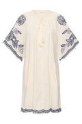 Breannapw Dress - Whisper White W Blue Emb