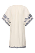 Breannapw Dress - Whisper White W Blue Emb