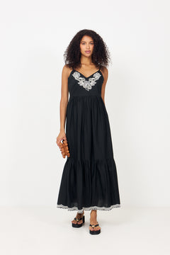 Biannapw Dress - Black W Offwhite Emb