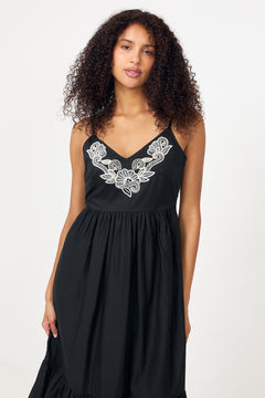 Biannapw Dress - Black W Offwhite Emb