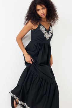 Biannapw Dress - Black W Offwhite Emb