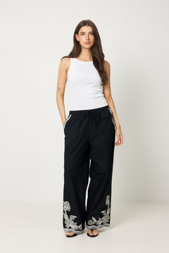 Bilanpw Pants - Black W Offwhite Emb