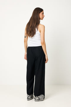 Bilanpw Pants - Black W Offwhite Emb