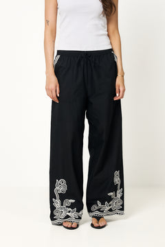 Bilanpw Pants - Black W Offwhite Emb