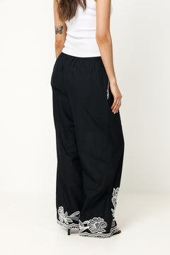 Bilanpw Pants - Black W Offwhite Emb