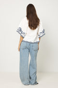 Bianchapw Blouse - Whisper White W Blue Emb
