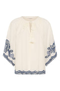 Bianchapw Blouse - Whisper White W Blue Emb