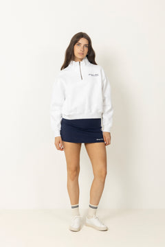 Syracuse Embroidered Quarter Zip - White