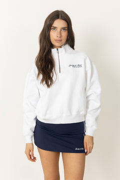 Syracuse Embroidered Quarter Zip - White