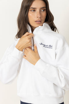 Syracuse Embroidered Quarter Zip - White