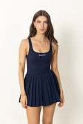 Signature Logo Court Dress - Dark Navy/White
