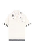 Signature Logo Mini Cable Polo - Ecru/Dark Navy