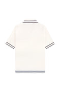 Signature Logo Mini Cable Polo - Ecru/Dark Navy