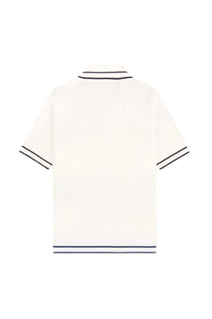 Signature Logo Mini Cable Polo - Ecru/Dark Navy