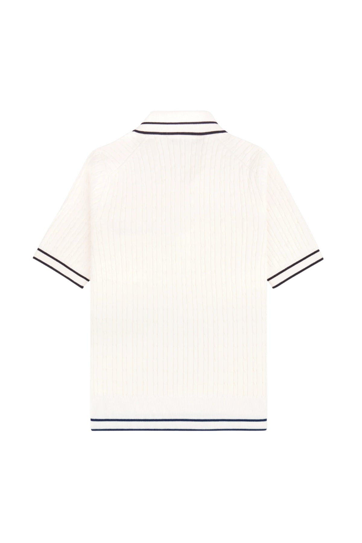 Signature Logo Mini Cable Polo - Ecru/Dark Navy