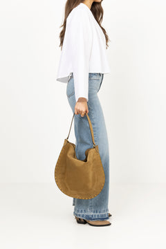 Oskan Hobo Soft Suede Leather Studded - Taupe