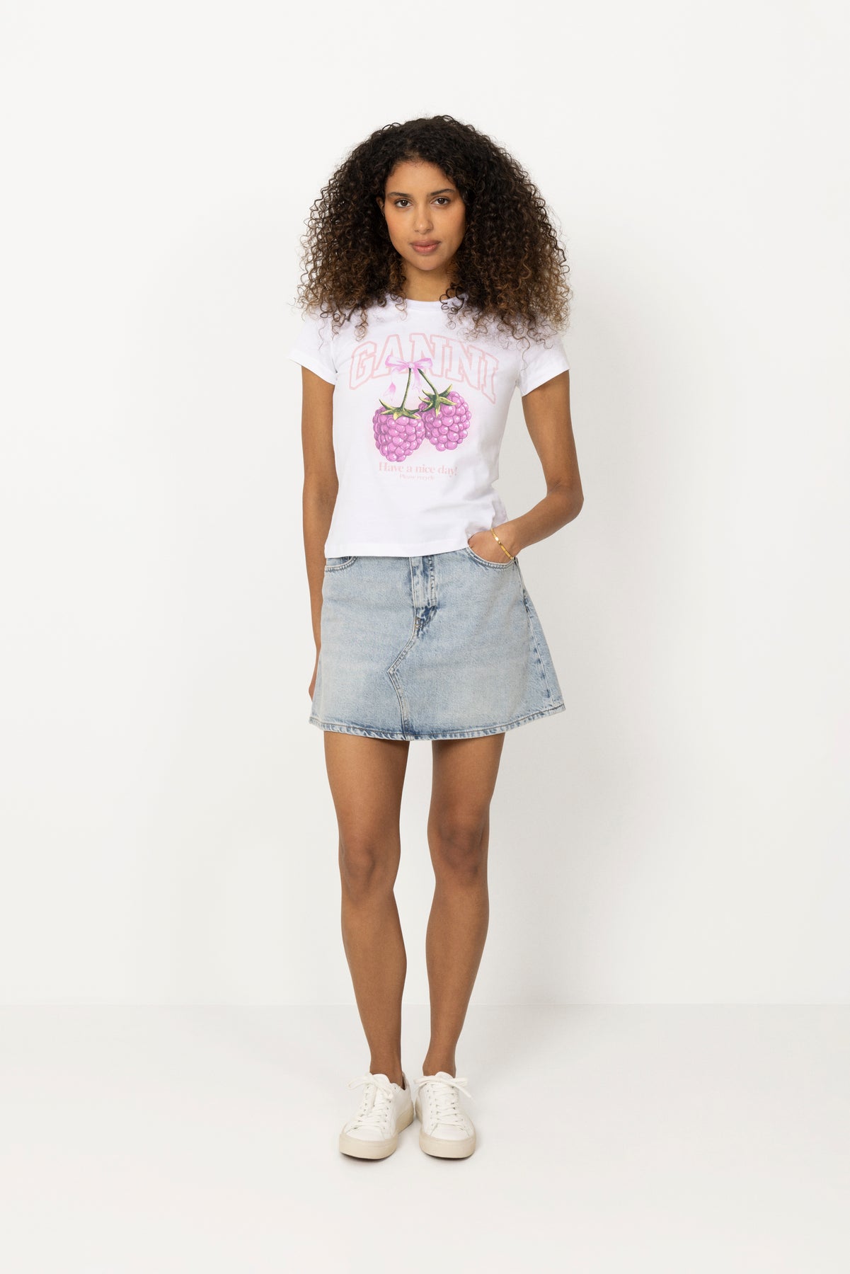 Baby Fit T-Shirt Raspberry - Bright White