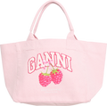 Medium Trapeze Shopper Raspberry Print - Egret