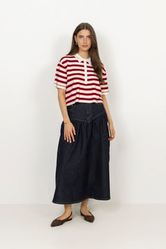 Stretch Denim Long Skirt - Rinse