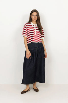 Stretch Denim Long Skirt - Rinse
