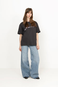 Heavy Cotton Jersey Relaxed Fit Ganni - Phantom