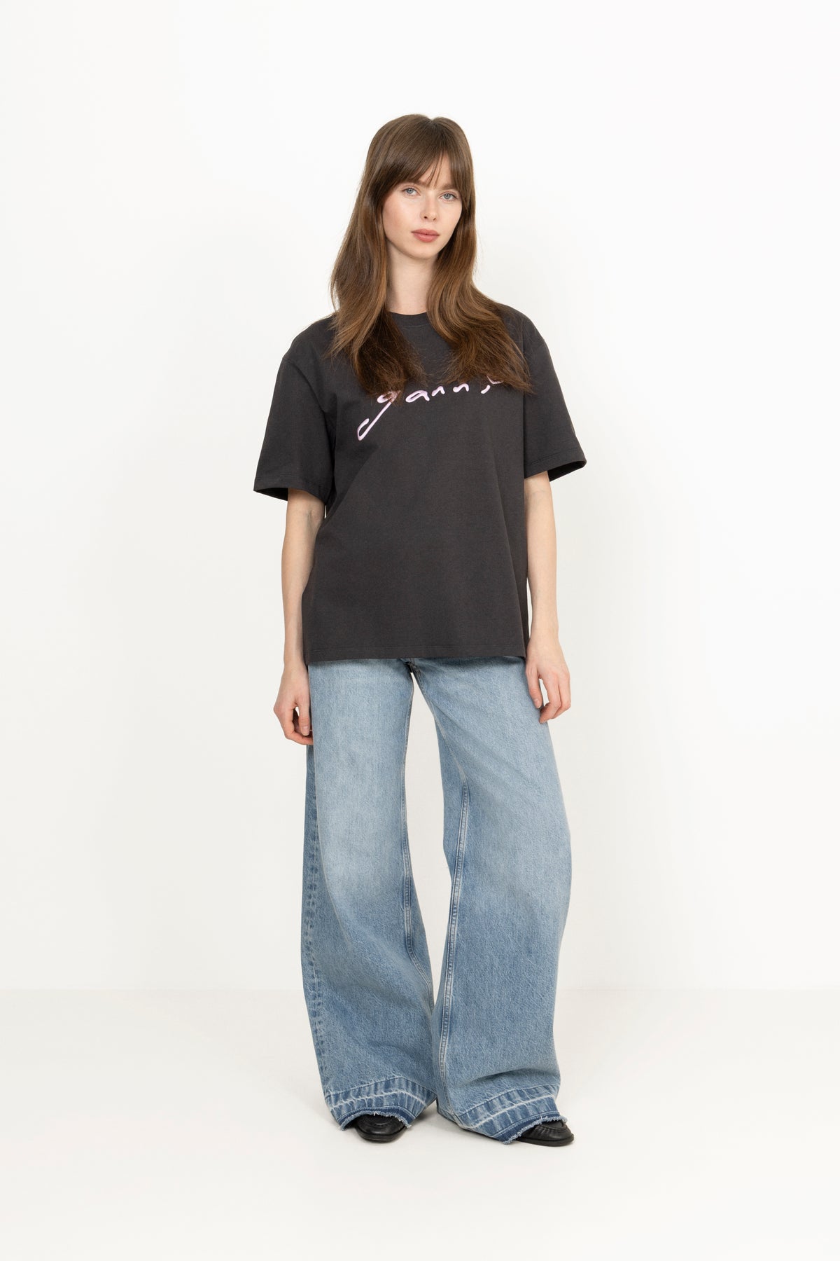 Heavy Cotton Jersey Relaxed Fit Ganni - Phantom