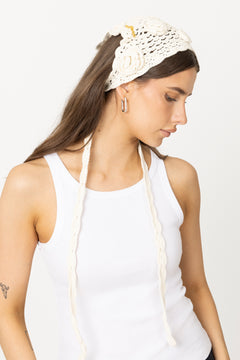 Head Scarf Crochet - Egret
