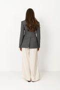 Wool Melange Suiting Long Button Blazer - Phantom