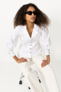Stretch Cotton Long Sleeve Shirt - Bright White